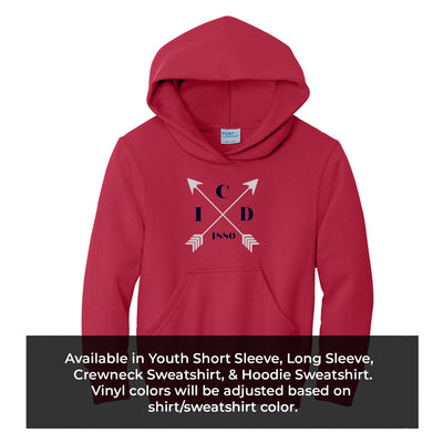 ICD Arrow design on Youth Tee and Sweatshirts